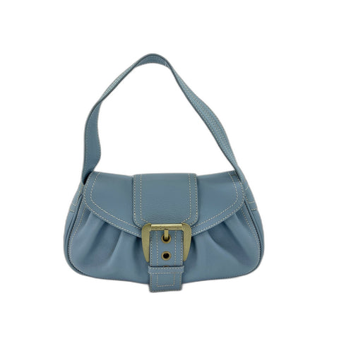 CELINE Shoulder Bag leather blue WS33222