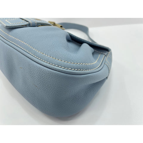 CELINE Shoulder Bag leather blue WS33222