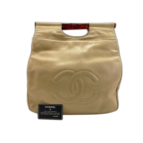 CHANEL Tote Bag lambskin beige WS33225