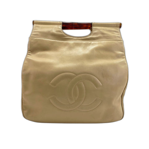 CHANEL Tote Bag lambskin beige WS33225
