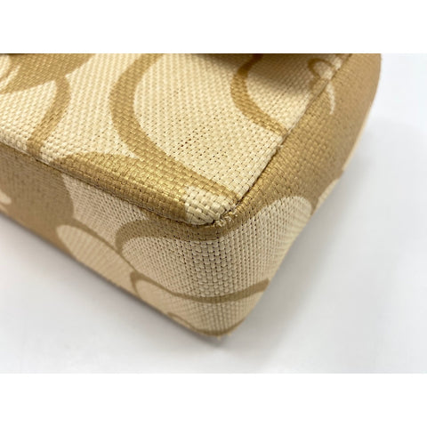 CHANEL Camellia print Shoulder Bag Raffia gold WS33226