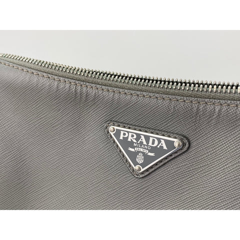 PRADA Shoulder Bag leather gray WS33249