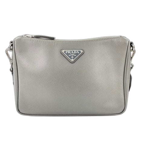 PRADA Shoulder Bag leather gray WS33249