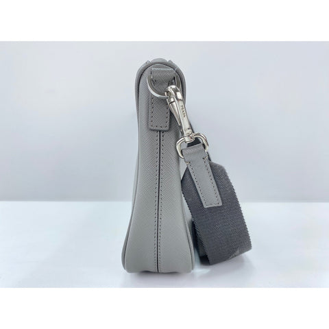 PRADA Shoulder Bag leather gray WS33249