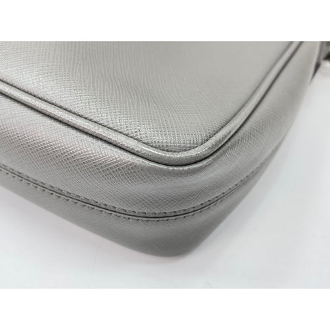 PRADA Shoulder Bag leather gray WS33249