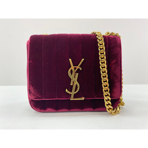 YVES SAINT LAURENT Viki Shoulder Bag Velor wine-red WS33253