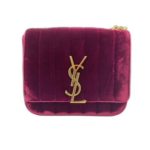 YVES SAINT LAURENT Viki Shoulder Bag Velor wine-red WS33253
