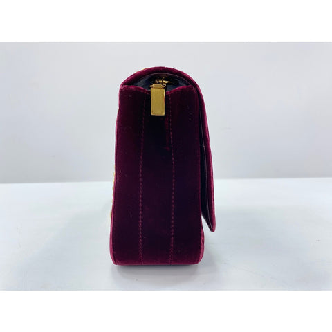 YVES SAINT LAURENT Viki Shoulder Bag Velor wine-red WS33253