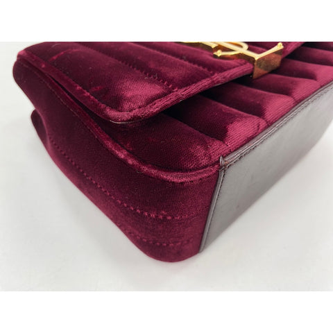 YVES SAINT LAURENT Viki Shoulder Bag Velor wine-red WS33253