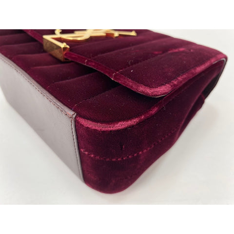 YVES SAINT LAURENT Viki Shoulder Bag Velor wine-red WS33253