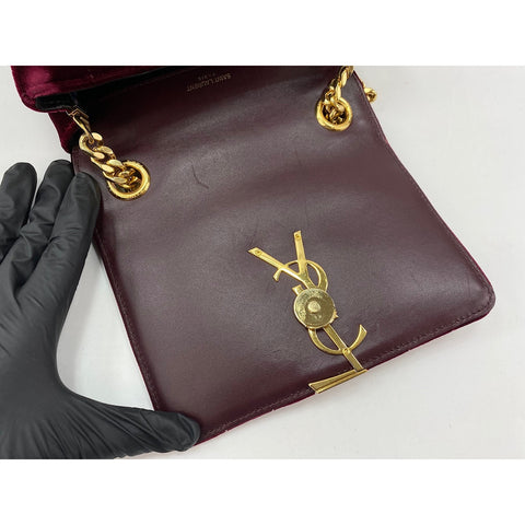 YVES SAINT LAURENT Viki Shoulder Bag Velor wine-red WS33253