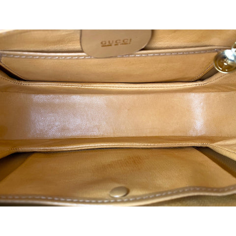 GUCCI Bamboo Shoulder Bag leather beige WS33256