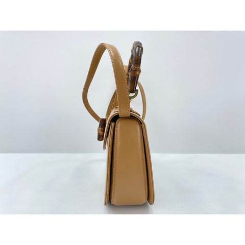 GUCCI Bamboo Shoulder Bag leather beige WS33256