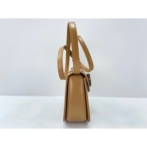 GUCCI Bamboo Shoulder Bag leather beige WS33256