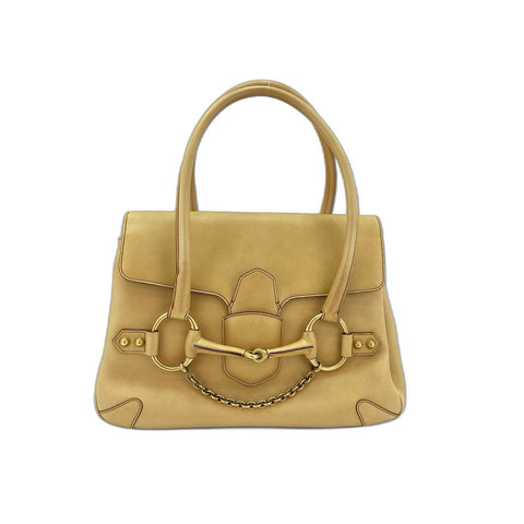 GUCCI Horsebit Handbag leather beige WS33262