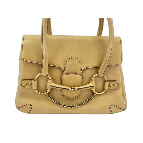 GUCCI Horsebit Handbag leather beige WS33262