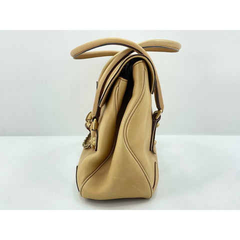 GUCCI Horsebit Handbag leather beige WS33262