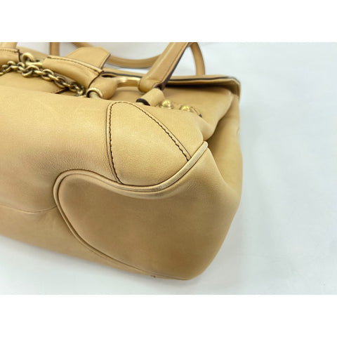 GUCCI Horsebit Handbag leather beige WS33262