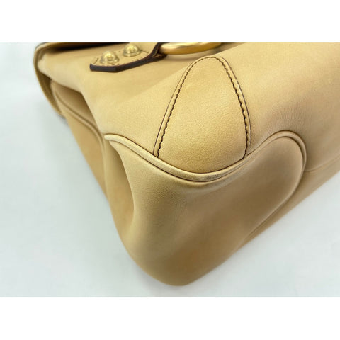 GUCCI Horsebit Handbag leather beige WS33262