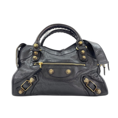 BALENCIAGA The Giant City Shoulder Bag leather black WS33263