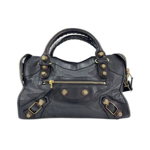 BALENCIAGA The Giant City Shoulder Bag leather black WS33263