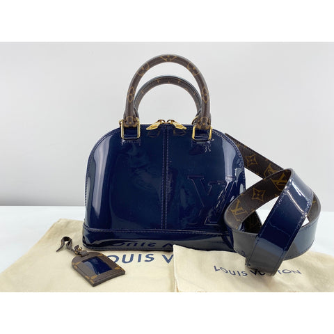 LOUIS VUITTON Alma Handbag Patent leather Navy WS33284