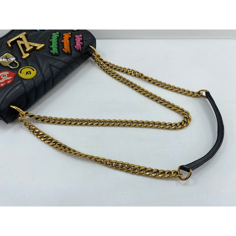 LOUIS VUITTON New Wave Patches Collection Shoulder Bag leather black WS33286