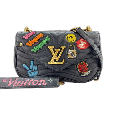 LOUIS VUITTON New Wave Patches Collection Shoulder Bag leather black WS33286