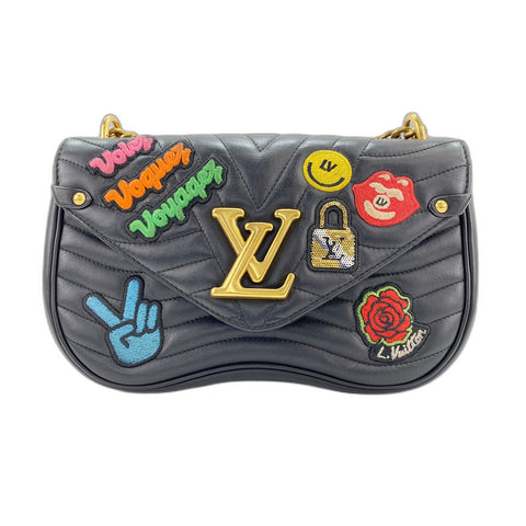 LOUIS VUITTON New Wave Patches Collection Shoulder Bag leather black WS33286