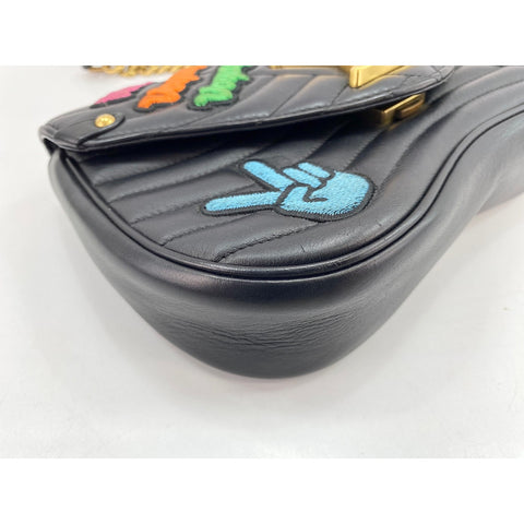 LOUIS VUITTON New Wave Patches Collection Shoulder Bag leather black WS33286