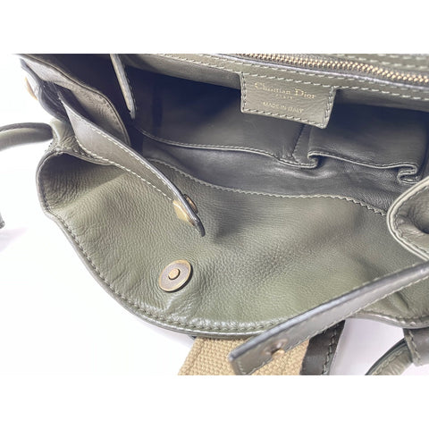Christian Dior Lattice Messenger Shoulder Bag leather khaki WS33307