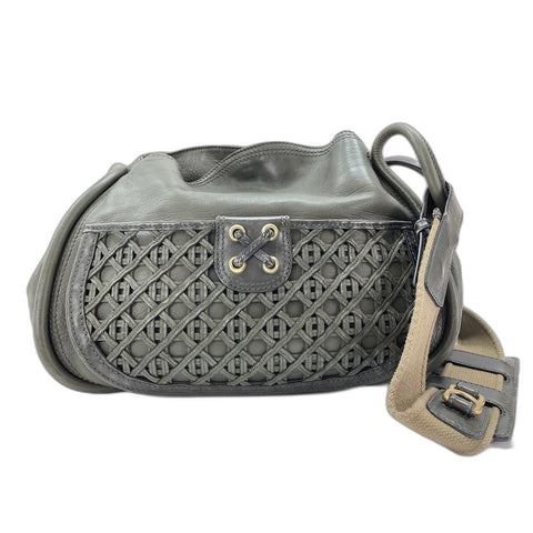 Christian Dior Lattice Messenger Shoulder Bag leather khaki WS33307