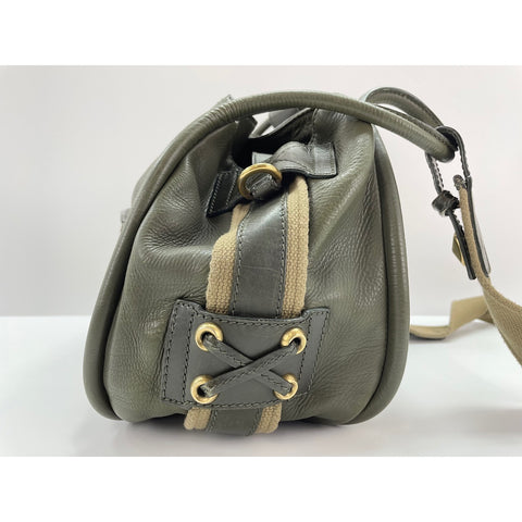 Christian Dior Lattice Messenger Shoulder Bag leather khaki WS33307
