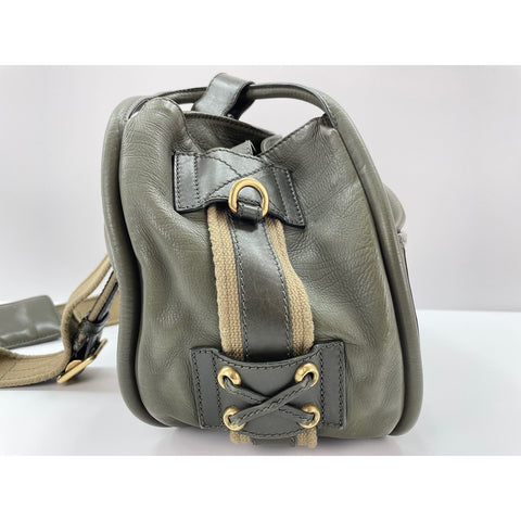 Christian Dior Lattice Messenger Shoulder Bag leather khaki WS33307