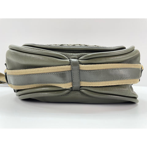 Christian Dior Lattice Messenger Shoulder Bag leather khaki WS33307
