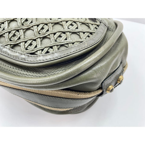 Christian Dior Lattice Messenger Shoulder Bag leather khaki WS33307