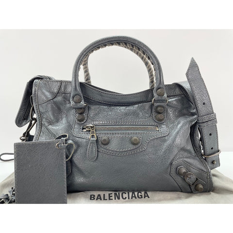BALENCIAGA Giant 12 Cities Shoulder Bag leather gray WS33308
