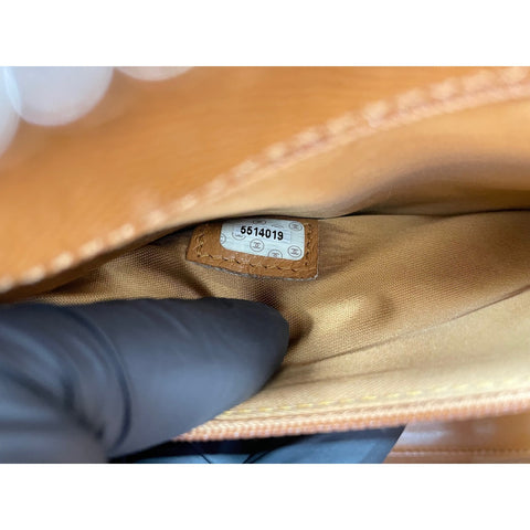 CHANEL Logo embroidery Shoulder Bag Brown WS33318