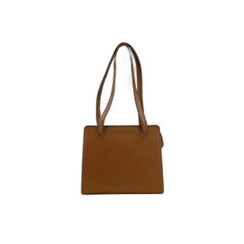 CHANEL Logo embroidery Shoulder Bag Brown WS33318