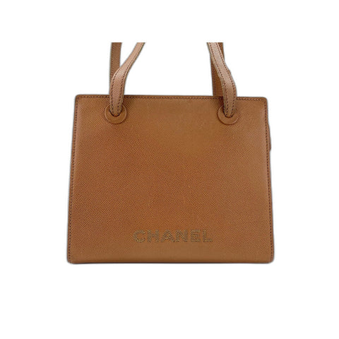 CHANEL Logo embroidery Shoulder Bag Brown WS33318