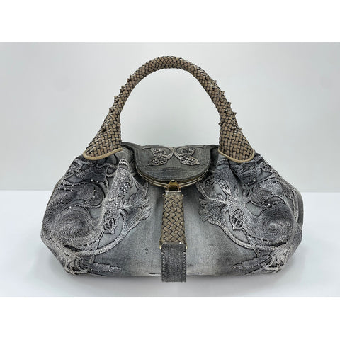 FENDI Limited Edition Denim Squirrel Spybag Handbag denim gray WS33327