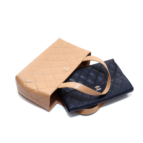 香奈儿香奈儿（Chanel Chanel Coco）Mark Matrasse Cabia Skin Pouch 7系列手提袋米色WS3332