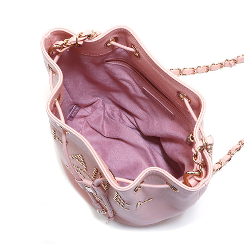 Chanel Coco Mark Kette Baguette Kaviar Kordelbeutel Nr. 24 Umhängetasche Pink WS3333