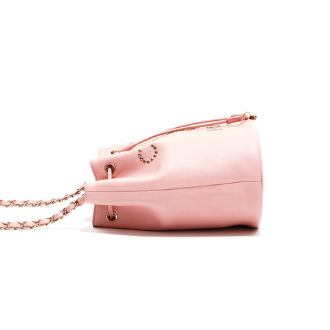 Chanel Coco Mark Kette Baguette Kaviar Kordelbeutel Nr. 24 Umhängetasche Pink WS3333