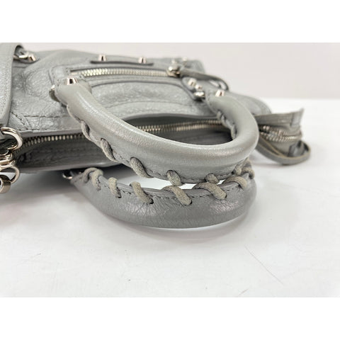 BALENCIAGA Classic Nano City Shoulder Bag leather gray WS33344