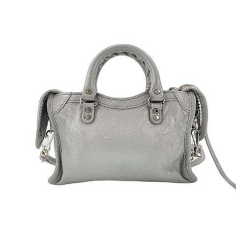 BALENCIAGA Classic Nano City Shoulder Bag leather gray WS33344