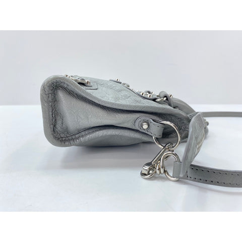 BALENCIAGA Classic Nano City Shoulder Bag leather gray WS33344