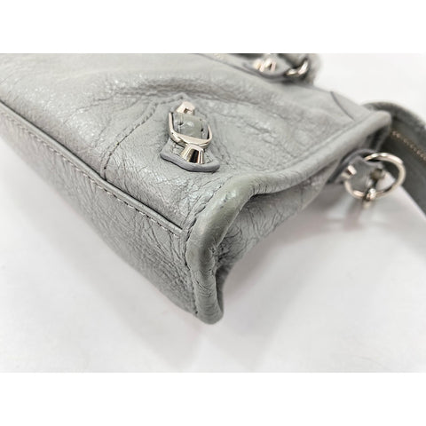 BALENCIAGA Classic Nano City Shoulder Bag leather gray WS33344