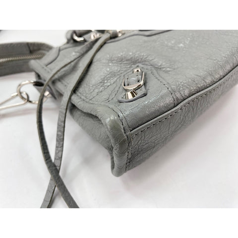 BALENCIAGA Classic Nano City Shoulder Bag leather gray WS33344