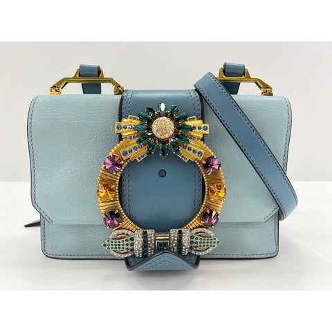Miu Miu Mew Lady Shoulder Bag leather blue WS33349